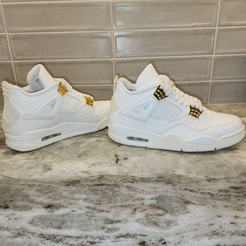 Air Jordan 4 Retro White Gold Metallic Womens 9.5 Men 8 Unisex AJ4 Sneakers - Picture 8 of 14